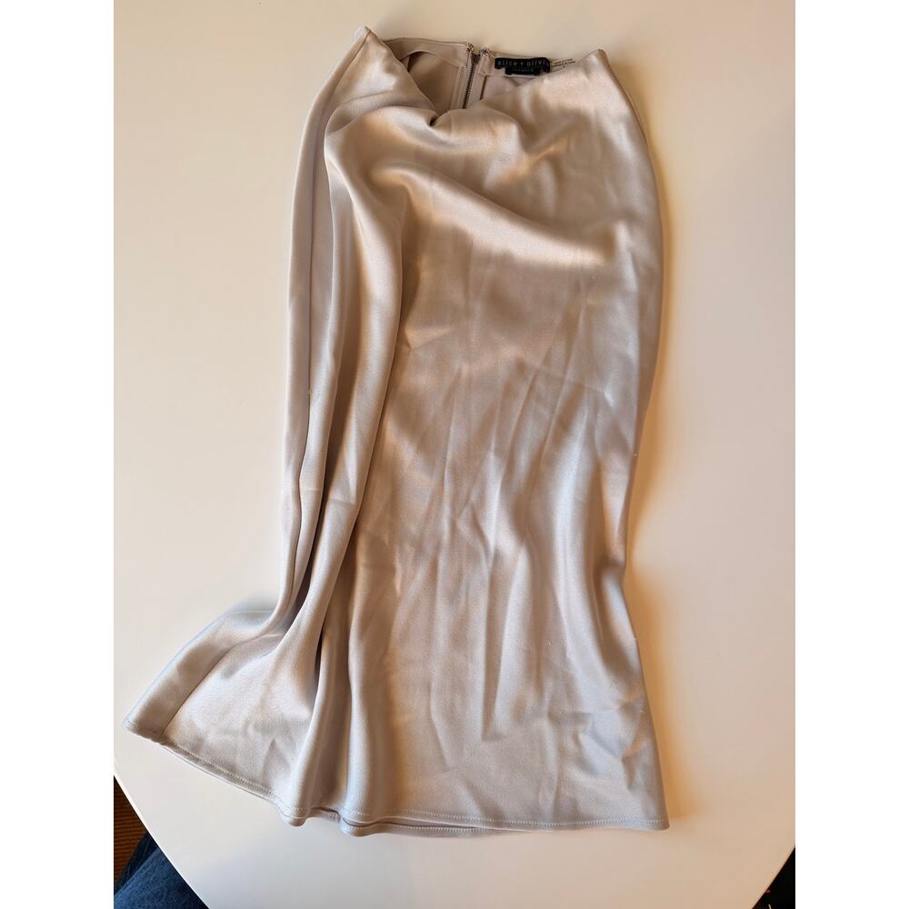 Alice + Olivia Silver Silky Midi Skirt- Size 0/ XS